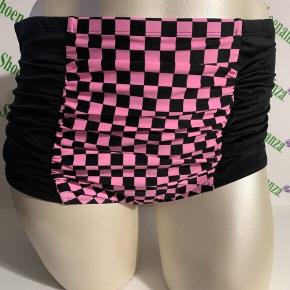 torrid Other - Torrid Swimsuit Swim Bottom High Waist Brief Ruched Checked Pink Plus 3 22 24